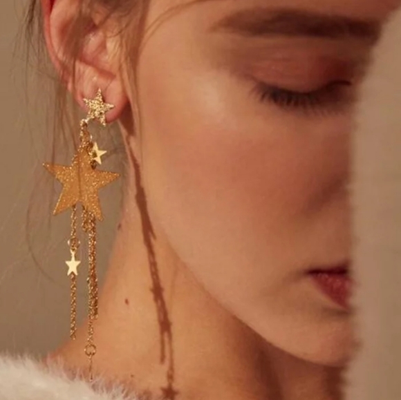 ☆Ryan☆ Glitter Star Earrings - Picture 2 of 4